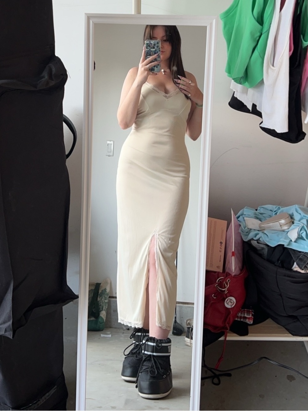 jcpenney Cream Lace-Trim Long Slip